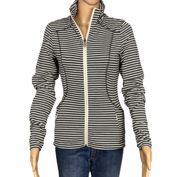 Lole full zip active jacket size XS grey and white stripe - Picture 1 of 14